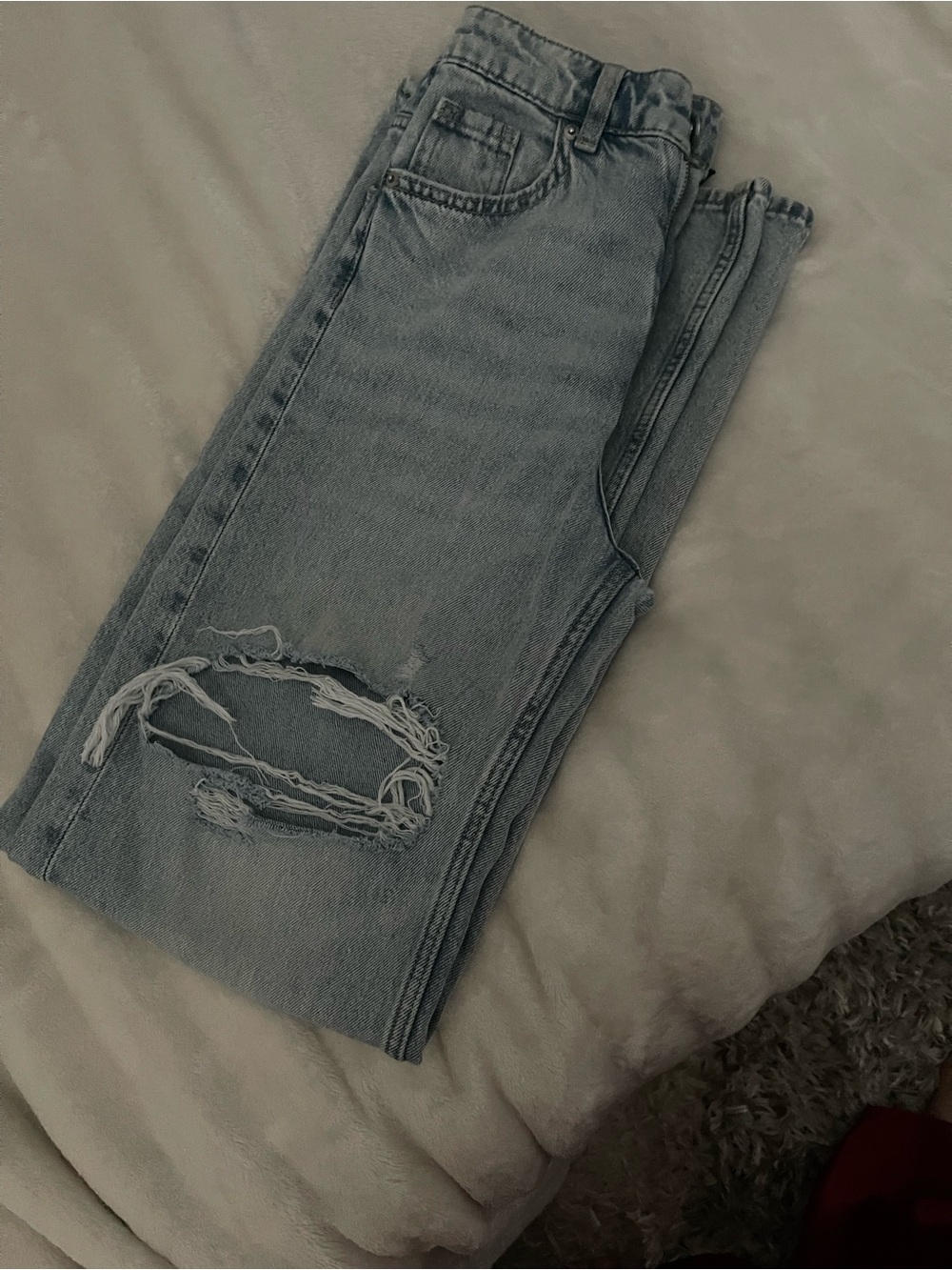 H&M Light Blue Distressed Flared Jeans - Picture 2 of 3